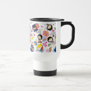 Chibi Super Heroine Pattern Travel Mug