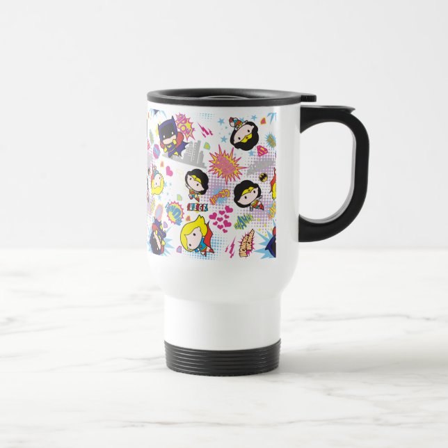 Chibi Super Heroine Pattern Travel Mug (Right)