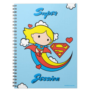 Chibi Supergirl Flying Rainbow Notebook