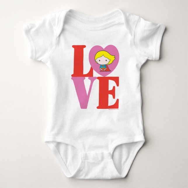 Chibi Supergirl LOVE Baby Bodysuit (Front)