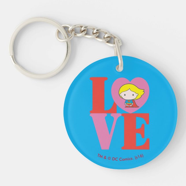Chibi Supergirl LOVE Key Ring (Front)