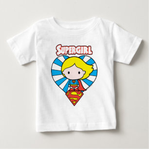 Chibi Supergirl Starburst Heart and Logo Baby T-Shirt