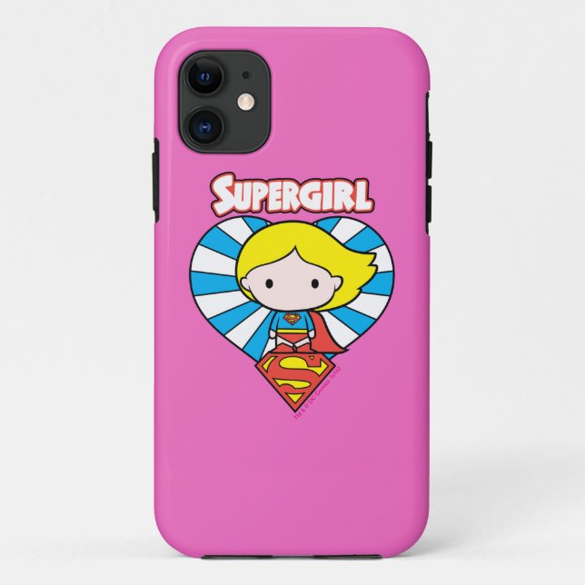 Chibi Supergirl Starburst Heart and Logo Case-Mate iPhone Case (Back)