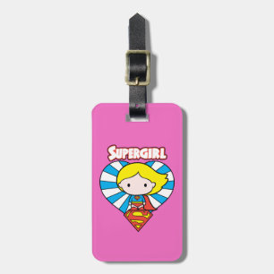 Chibi Supergirl Starburst Heart and Logo Luggage Tag