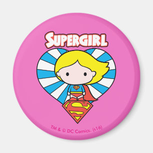 Chibi Supergirl Starburst Heart and Logo Magnet