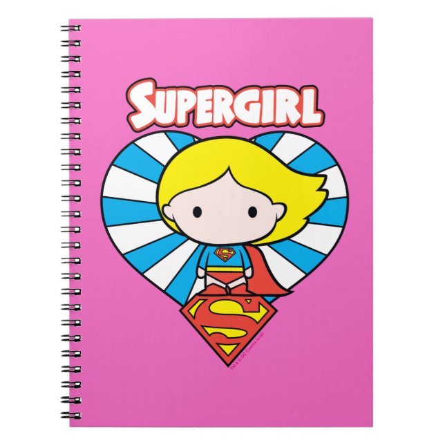 Chibi Supergirl Starburst Heart and Logo Notebook (Front)