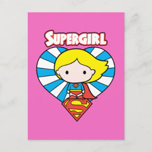 Chibi Supergirl Starburst Heart and Logo Postcard