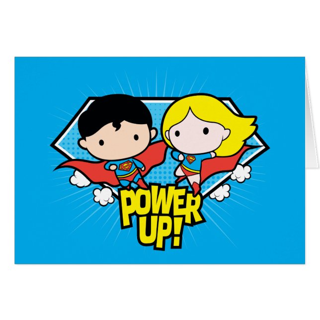 Chibi Superman & Chibi Supergirl Power Up! (Front Horizontal)