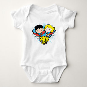 Chibi Superman & Chibi Supergirl Power Up! Baby Bodysuit