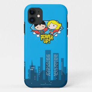 Chibi Superman & Chibi Supergirl Power Up! iPhone 11 Case