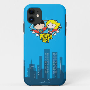 Chibi Superman & Chibi Supergirl Power Up! Case-Mate iPhone Case