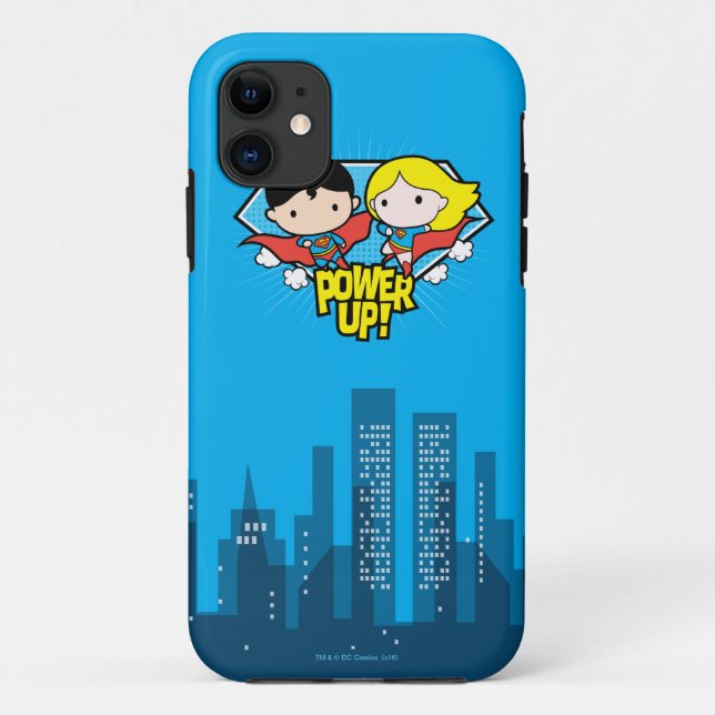 Chibi Superman & Chibi Supergirl Power Up! Case-Mate iPhone Case (Back)
