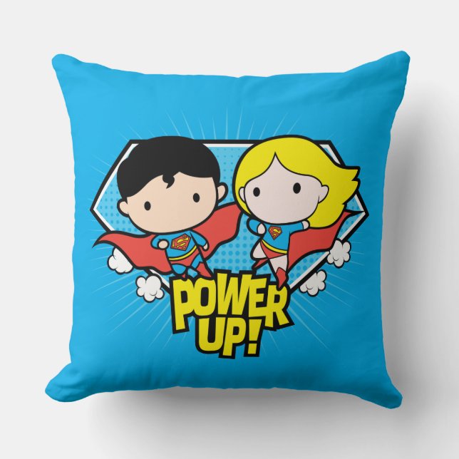 Chibi Superman & Chibi Supergirl Power Up! Cushion (Front)