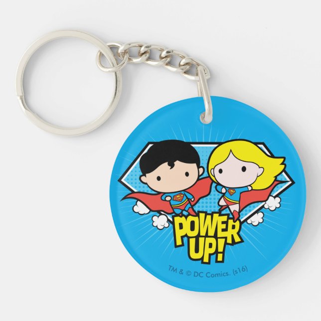 Chibi Superman & Chibi Supergirl Power Up! Key Ring (Front)
