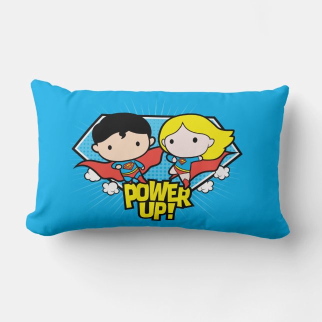 Chibi Superman & Chibi Supergirl Power Up! Lumbar Cushion (Front)