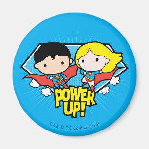 Chibi Superman & Chibi Supergirl Power Up! Magnet