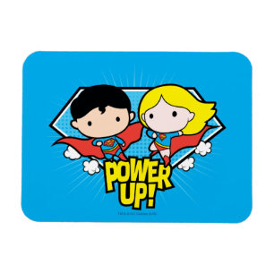 Chibi Superman & Chibi Supergirl Power Up! Magnet