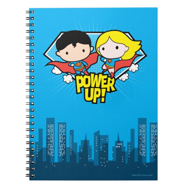 Chibi Superman & Chibi Supergirl Power Up! Notebook (Front)