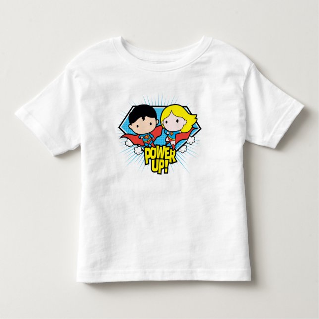 Chibi Superman & Chibi Supergirl Power Up! Toddler T-Shirt (Front)