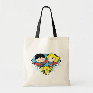 Chibi Superman & Chibi Supergirl Power Up! Tote Bag