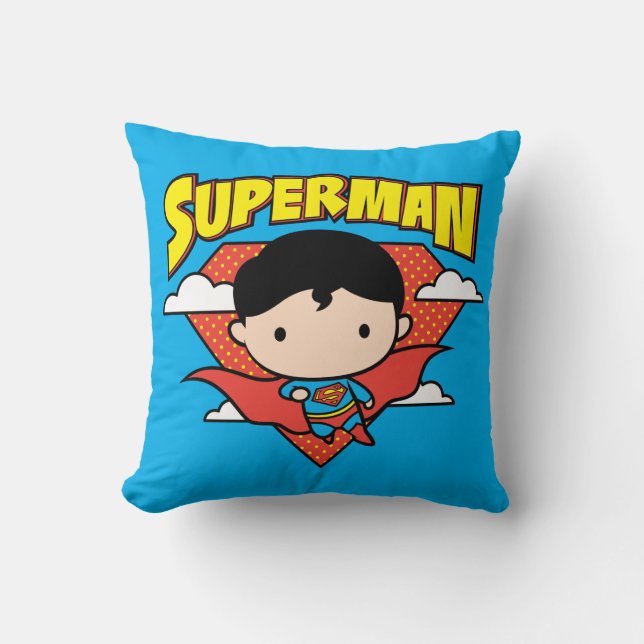 Chibi Superman Polka Dot Shield and Name Cushion (Front)