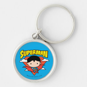 Chibi Superman Polka Dot Shield and Name Key Ring