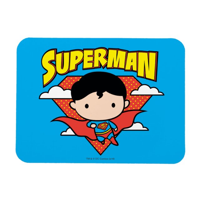 Chibi Superman Polka Dot Shield and Name Magnet (Horizontal)