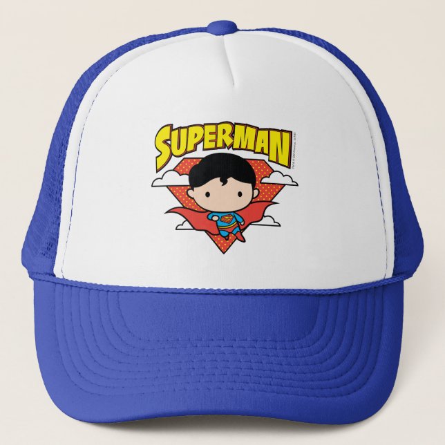 Chibi Superman Polka Dot Shield and Name Trucker Hat (Front)