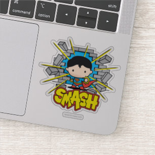 Chibi Superman Smashing Through Brick Wall