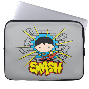 Chibi Superman Smashing Through Brick Wall Laptop Sleeve