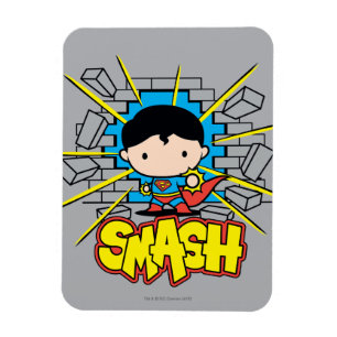 Chibi Superman Smashing Through Brick Wall Magnet
