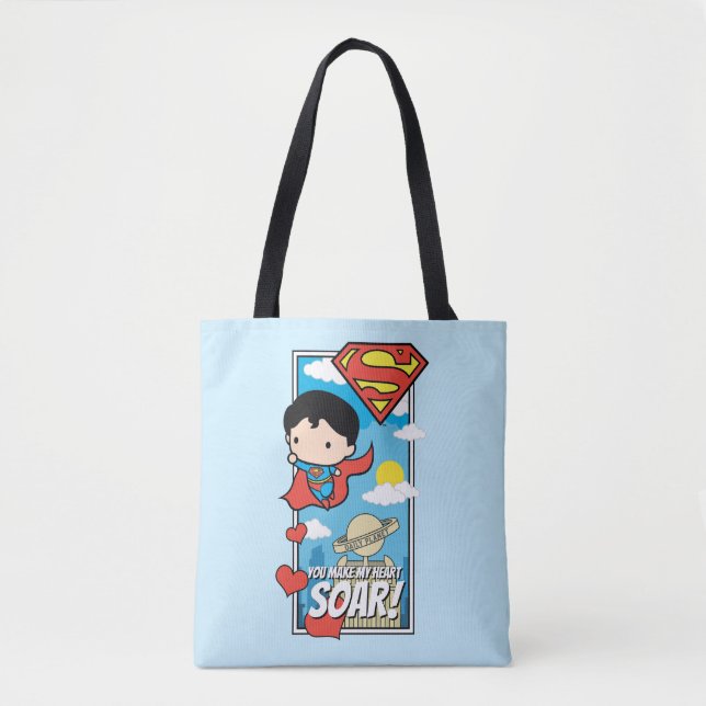 Chibi Superman - You Make My Heart Soar Valentine Tote Bag (Front)