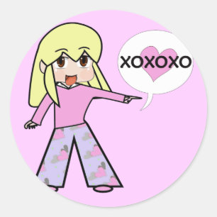 Chibi Valentine Classic Round Sticker