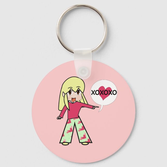 Chibi Valentine Hearts Key Ring (Front)