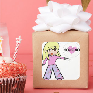 Chibi Valentine Square Sticker