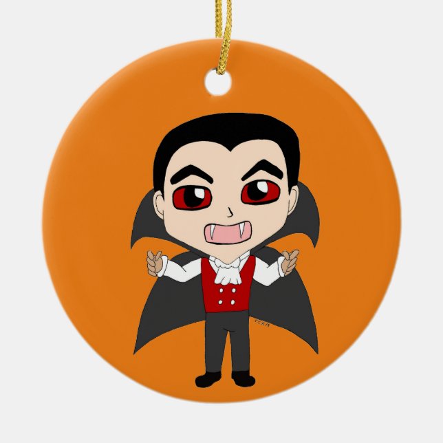 chibi vampire  ceramic ornament (Front)