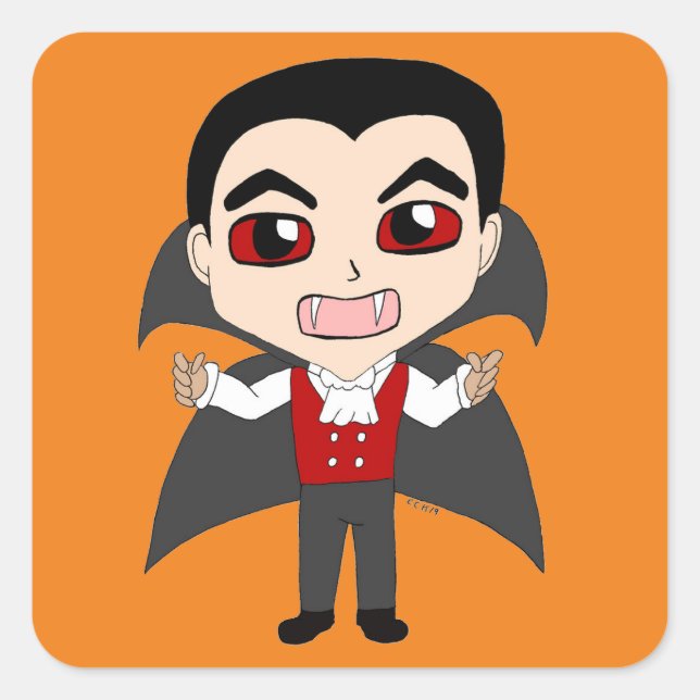 chibi vampire square sticker (Front)