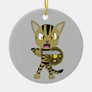 Chibi Warrior Cat Ceramic Ornament