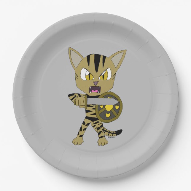 Chibi Warrior Cat Paper Plate (Front)