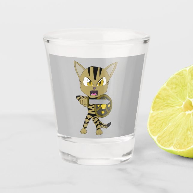 Chibi Warrior Cat Shot Glass (Front)