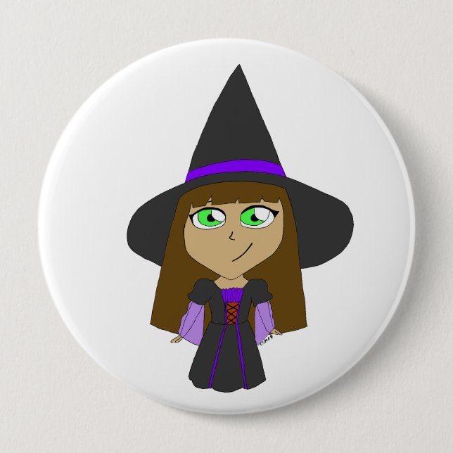 chibi witch  10 cm round badge (Front)