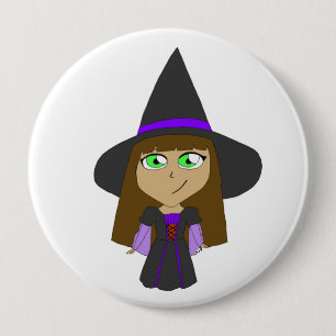 chibi witch 10 cm round badge