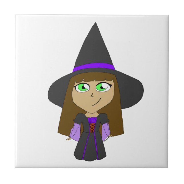 chibi witch ceramic tile (Front)