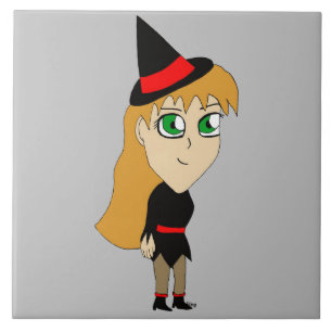 chibi witch ceramic tile