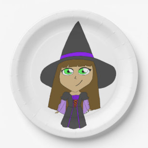 chibi witch paper plate