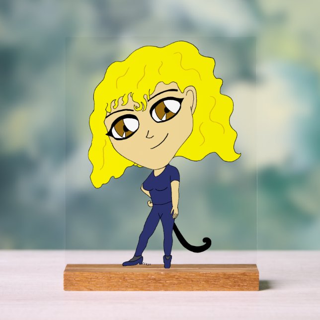 Chibi with a cat like tail acrylic sign (Neutral)