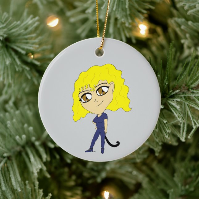 Chibi with a cat like tail ceramic ornament (Tree)