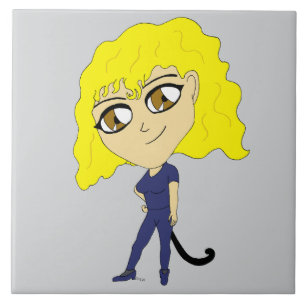 Chibi with a cat like tail ceramic tile