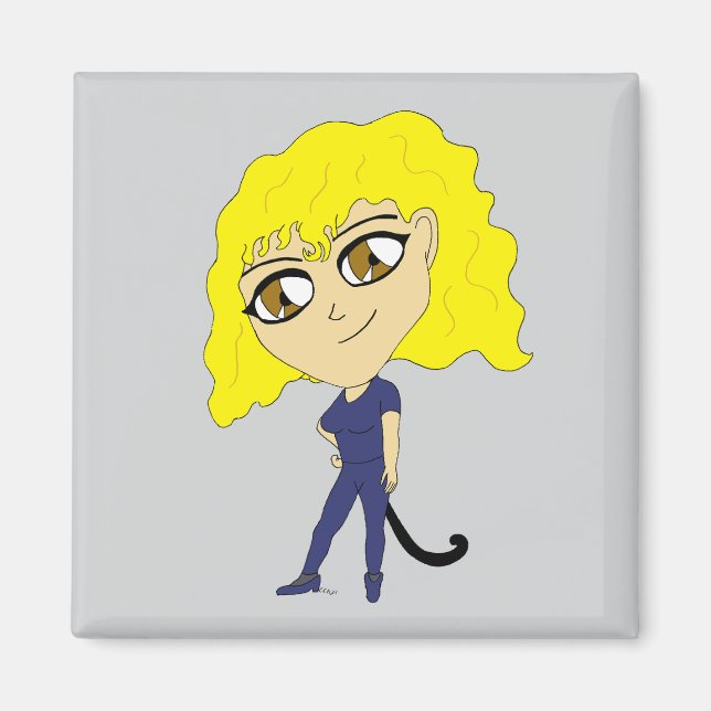 Chibi with a cat like tail magnet (Front)