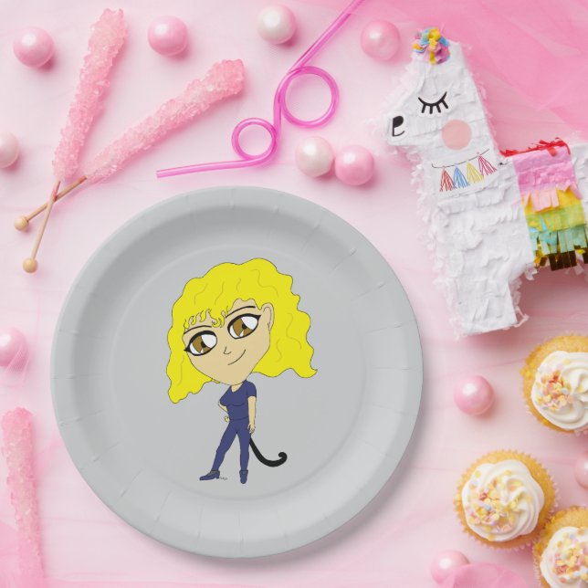 Chibi with a cat like tail paper plate (Party)